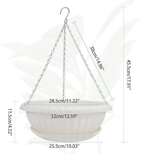 Miniatura 5 de TITATI 6 macetas colgantes de 12.59 pulgadas para plantas al aire libre, macetas colgantes de interior con ganchos de bandeja de orificio de