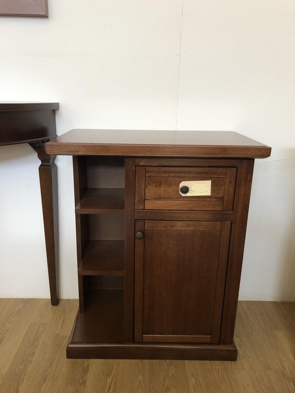 Vicentini arreda MOBILE PORTA TELEFONO ENTRATINA IN LEGNO NOCE SCURO ARTE POVERA