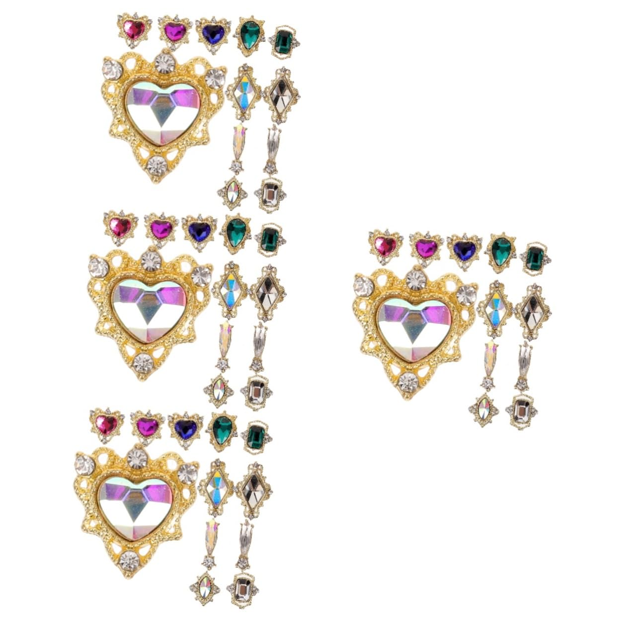 Rhinestones colorés pour ongles brillants : 4 kits de charms 3D pour manucure acrylique