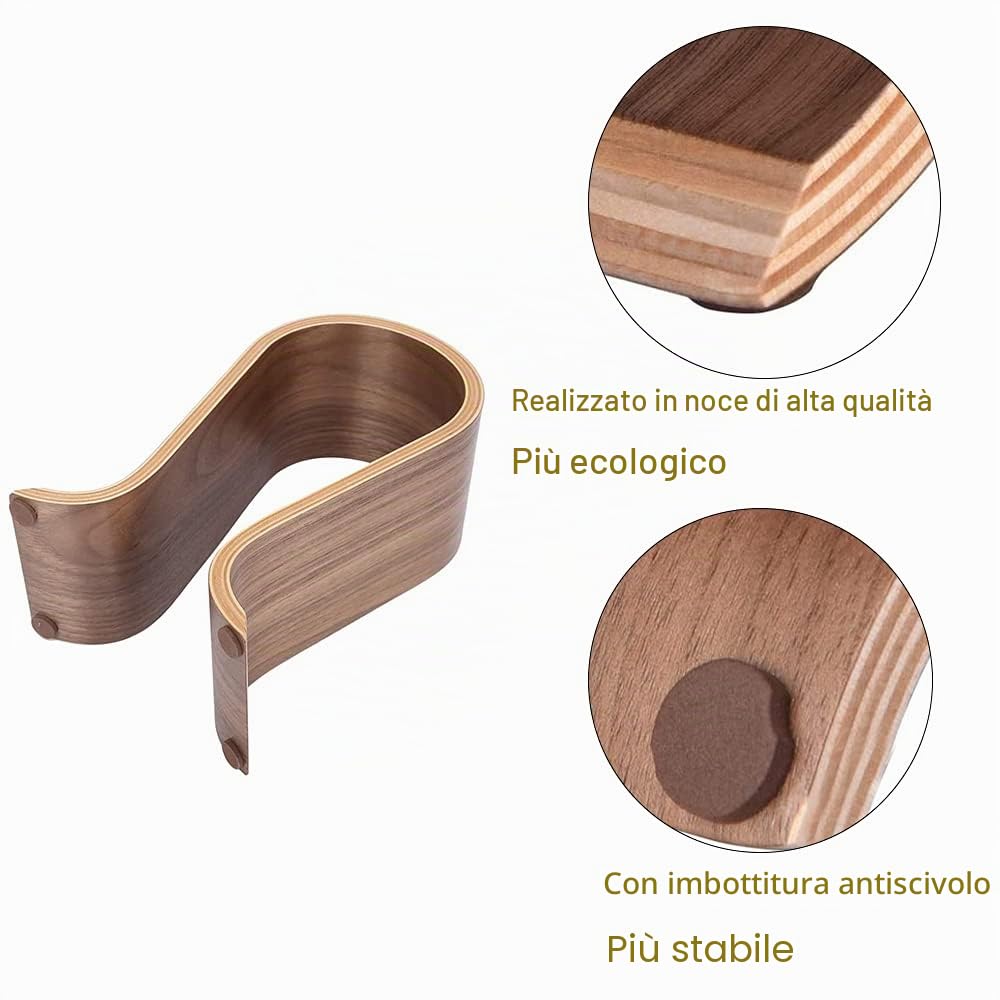Supporto per casco in legno di noce, supporto per cuffie audio, porta casco universale, a forma di U, ecologico, durevole, antiscivolo, per casa, ufficio, negozio (marrone)