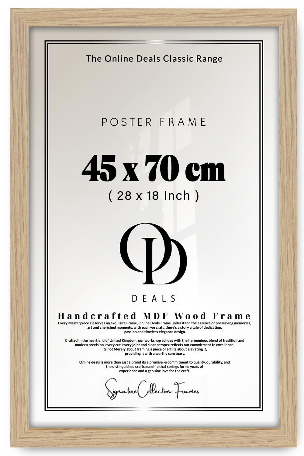 OD Deals 45x70 cm (17.7x27.6 Inch / 450x700 mm) MDF Poster Frame | Natural Oak Wall Frame with Shatterproof Acrylic Front (Oak)