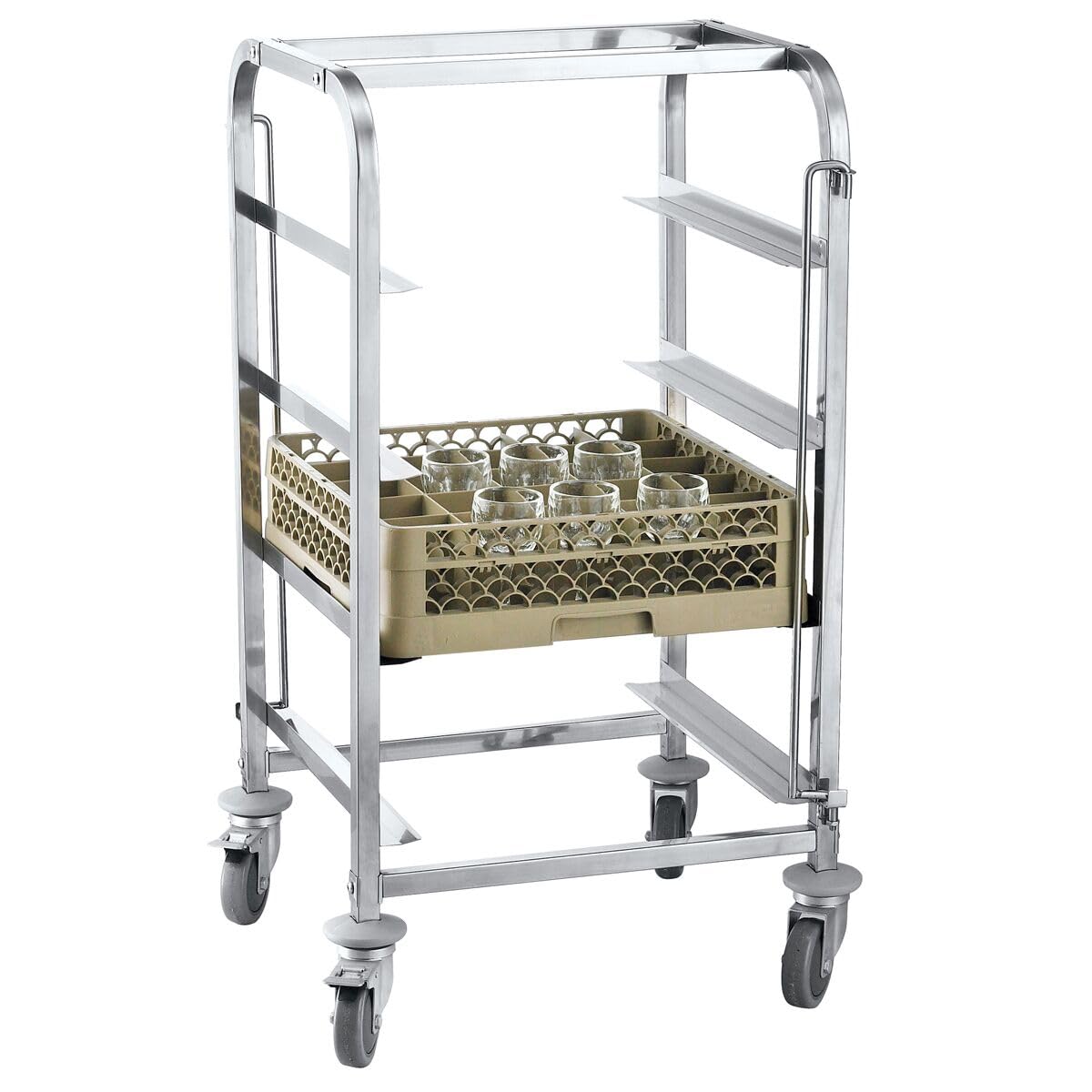 GGM Gastro | GKWH44 | Edelstahl Geschirrkorbwagen - für 4 Körbe Korbmaß: 400x400mm