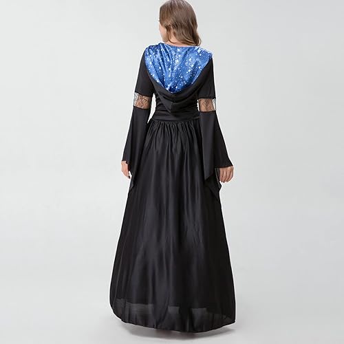 Vista 3 de CRNTCEM Long Dress Halloween Costumes for Women Length Sleeve Lace Up Boho Set Renaissance Madrigal Medieval Irish Costume Chemise and Over Dress