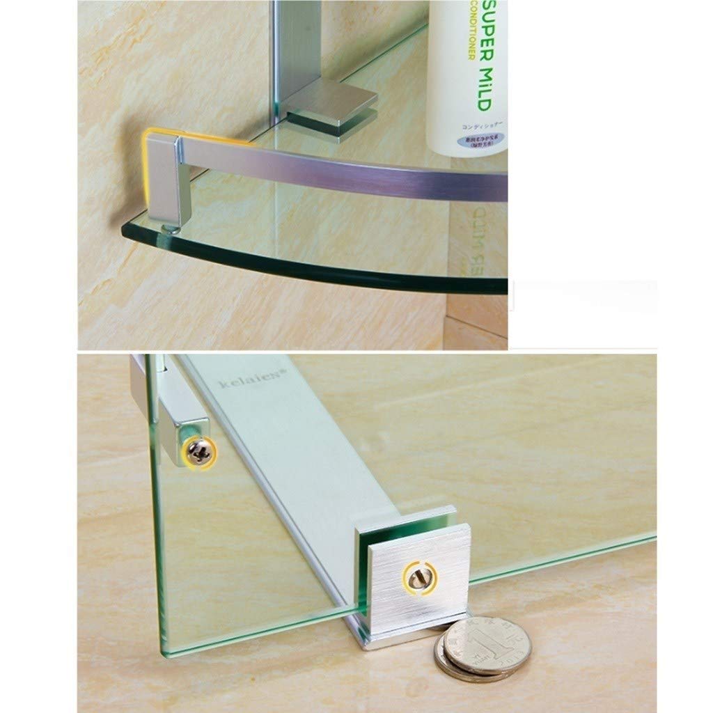 Estantes de baño Esquina de Vidrio Templado Montado en la Pared Organizador de Ducha de 3 Niveles Orificios de Montaje de 6 mm Instalación Perforadora 280 mm
