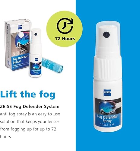 Miniatura 7 de Zeiss Kit antivaho con sistema Fog Defender para lentes, paquete de 2  2 botellas de spray y 2 paños de microfibra