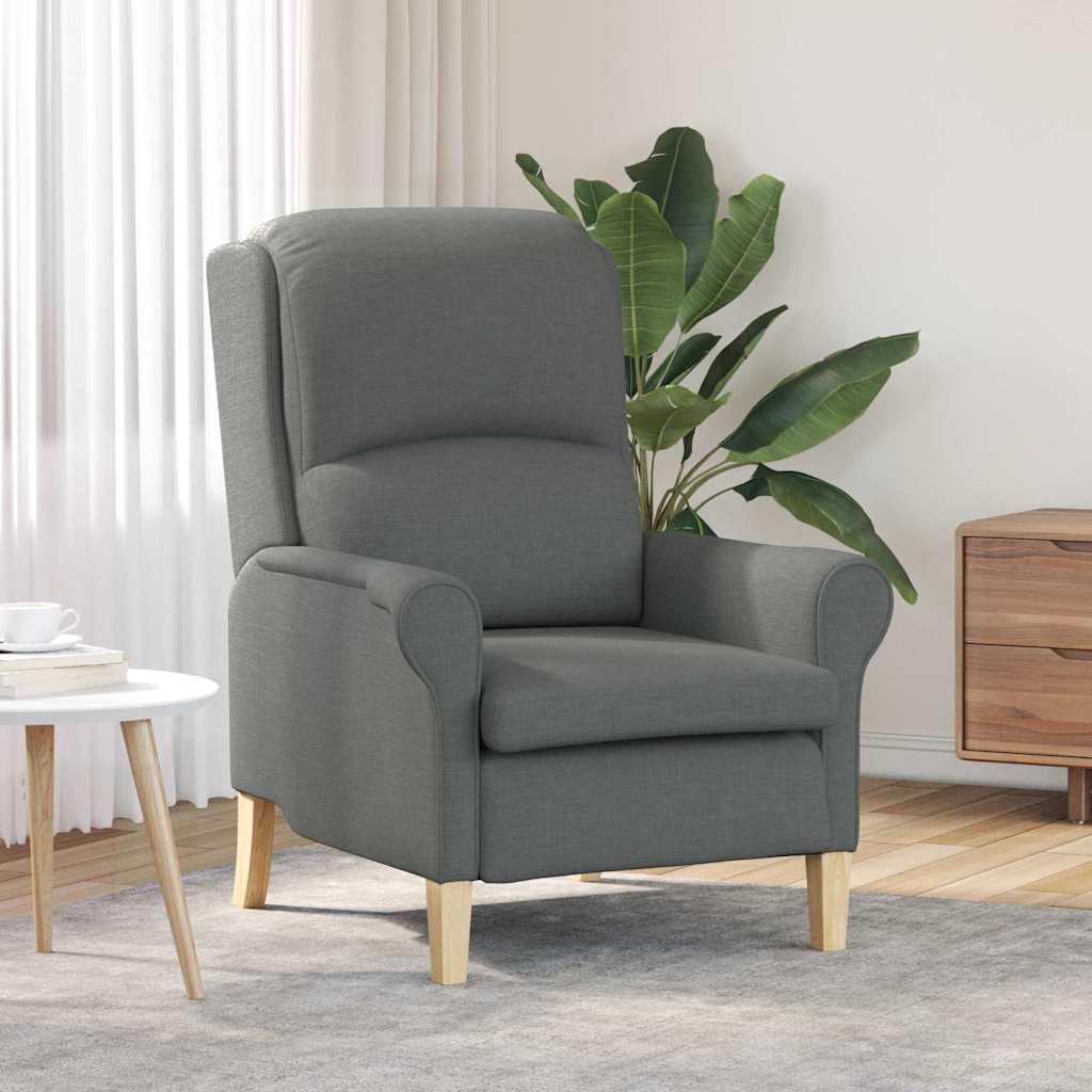 Poltrona Moderna Grigio Scuro in Tessuto con Telaio in Legno