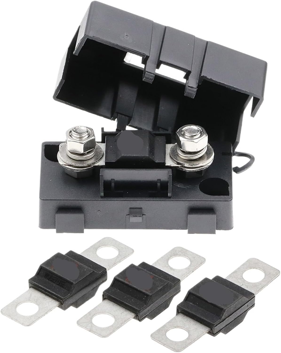 1Set Trumpet Fork Plug Fuse 32V 40A 50A 60A 70A 80A 100A 125A 150A 200A + Safety Plate Base(60A)