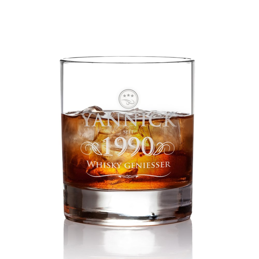 AMAVEL Whiskyglas Mit Berg-Silhouette & Persönlicher Gravur – 320 Ml, Inklusive Kühlsteine