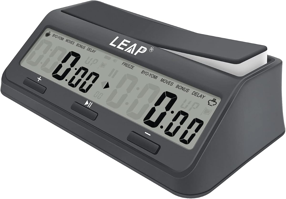 Reloj de ajedrez Temporizador de ajedrez digital avanzado para juegos de mesa y temporizador de ajedrez con bonificación Byo-yomi actualizada 9921 y alarma de cuenta regresiva retardada gris