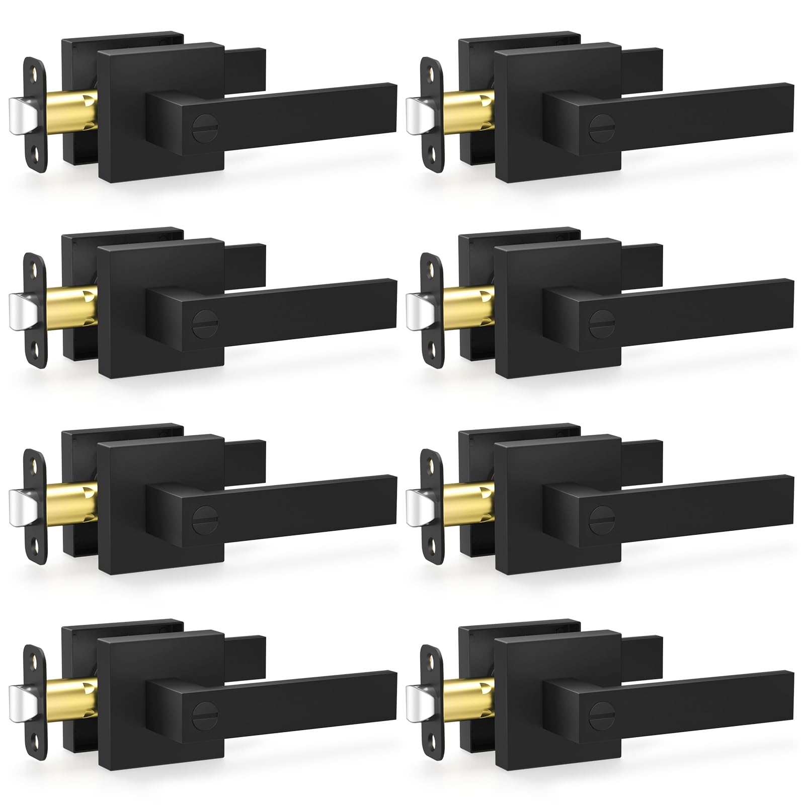 Satin Brass Door Knobs - 10 Pack Privacy Locks -20