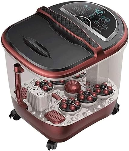 ELORES Masajeador de baño de spa para pies con chorros de burbujas de calor, rodillos de masaje motorizados, bañera de baño de pies con tiempo y