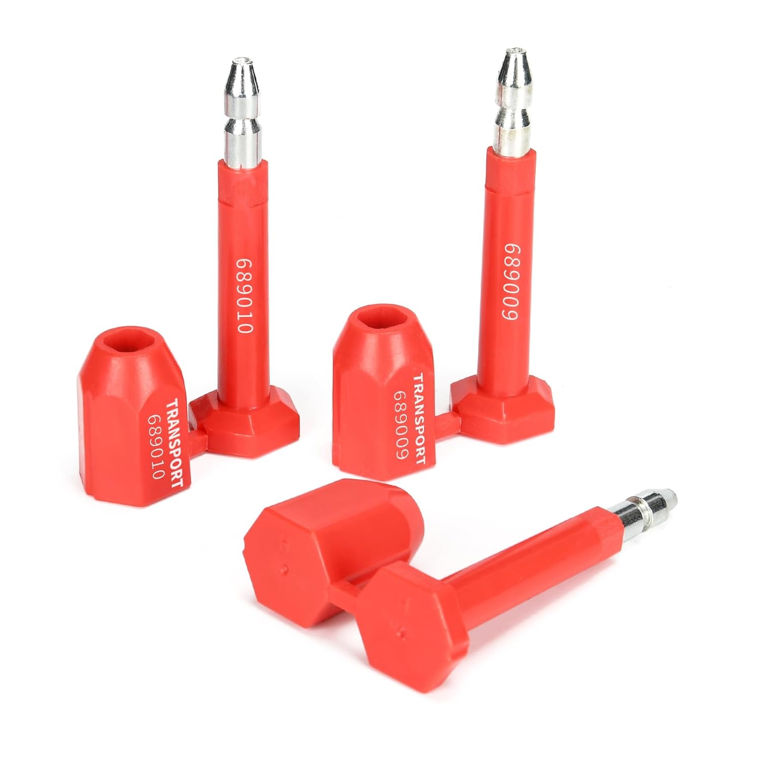 50pcs Bolt Seals ISO 17712, Security Metal Trailer Seals for Container, Anti-Tamper Tags Shipping Cargo Locks, with Print Progressive Numbering (50, Red)