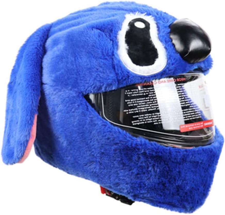 Motorcycle Helmet Cover, Men Women Funny Cartoon Plush Helmet Cover, Anime Cute Crazy Fun Personalized Rides Gifts for Full Helmet (Helmet Not Included)