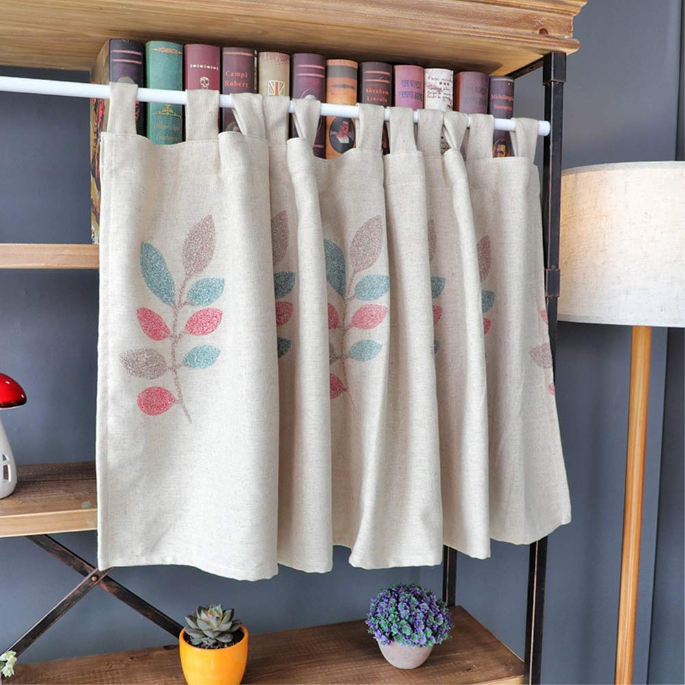 Cortinas de privacidad para dormitorio y cocina marrón con bordado botánico de 36"