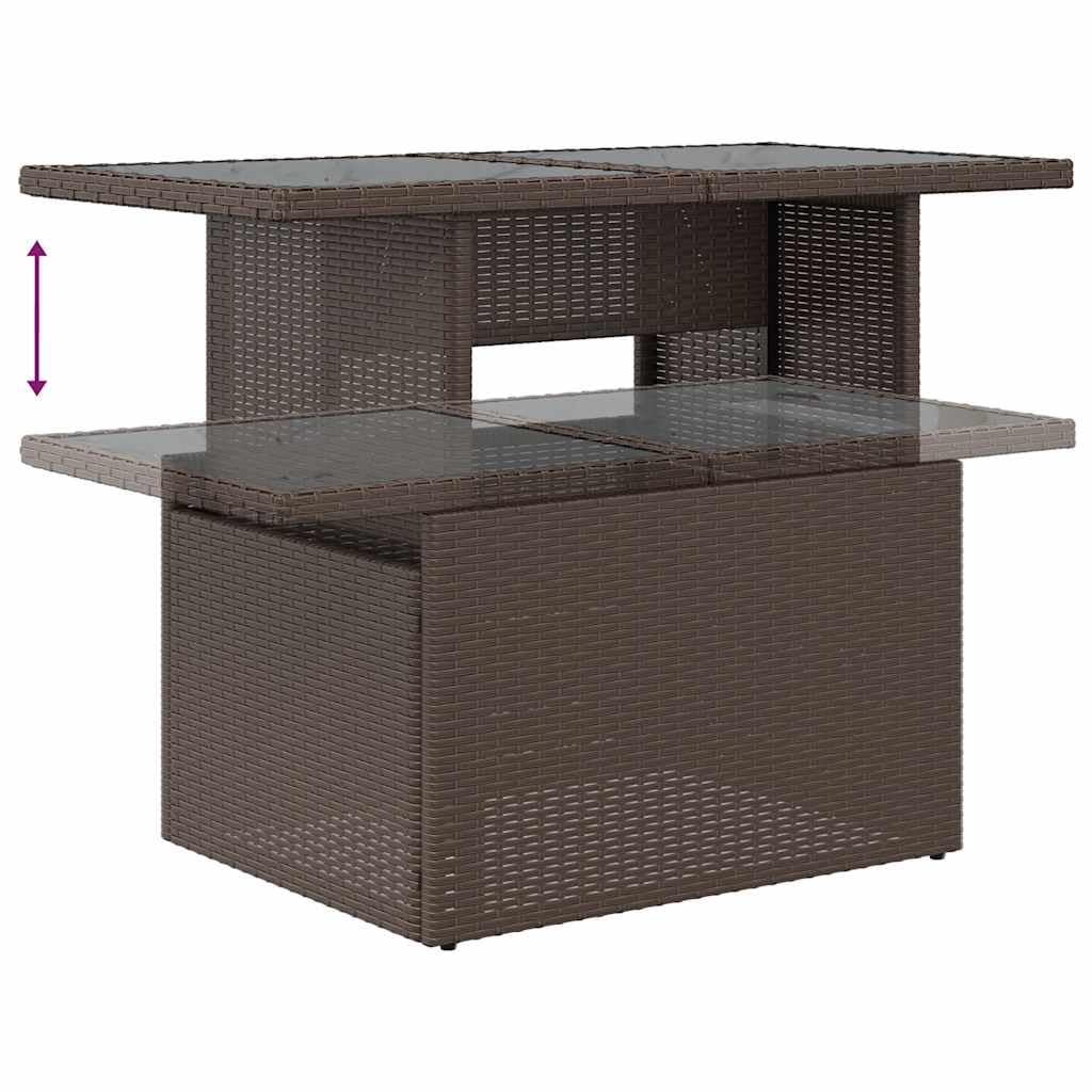 Set Divani da Giardino 8 pz con Cuscini Marrone Polyrattan Resistente agli Agenti Atmosferici per Relax in Esterno su Terrazza Balcone Patio Veranda con Tavolo Regolabile e Design Modulare