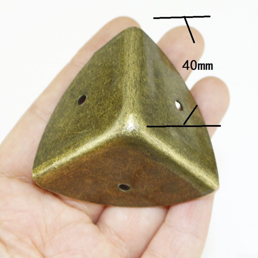 12 Protezioni Angolari In Bronzo 40x40mm Con Viti - Angoli Retti Per Scatole E Cassapanche
