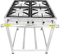 Fogão Industrial 4 Bocas, Alta Pressão, Inox, Queimadores Caulim 125mm