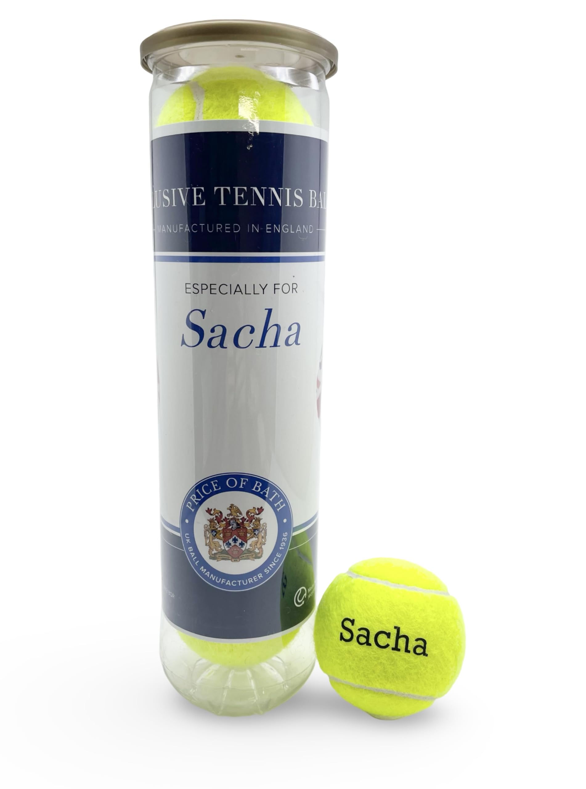 Price of Bath 4 Personalised Tennis Balls in a Labelled Tube | Custom Name & Text Printed | In Tennis Yellow | Unique Tennis Gift for Birthday, Christmas & Coaches | Made in UK