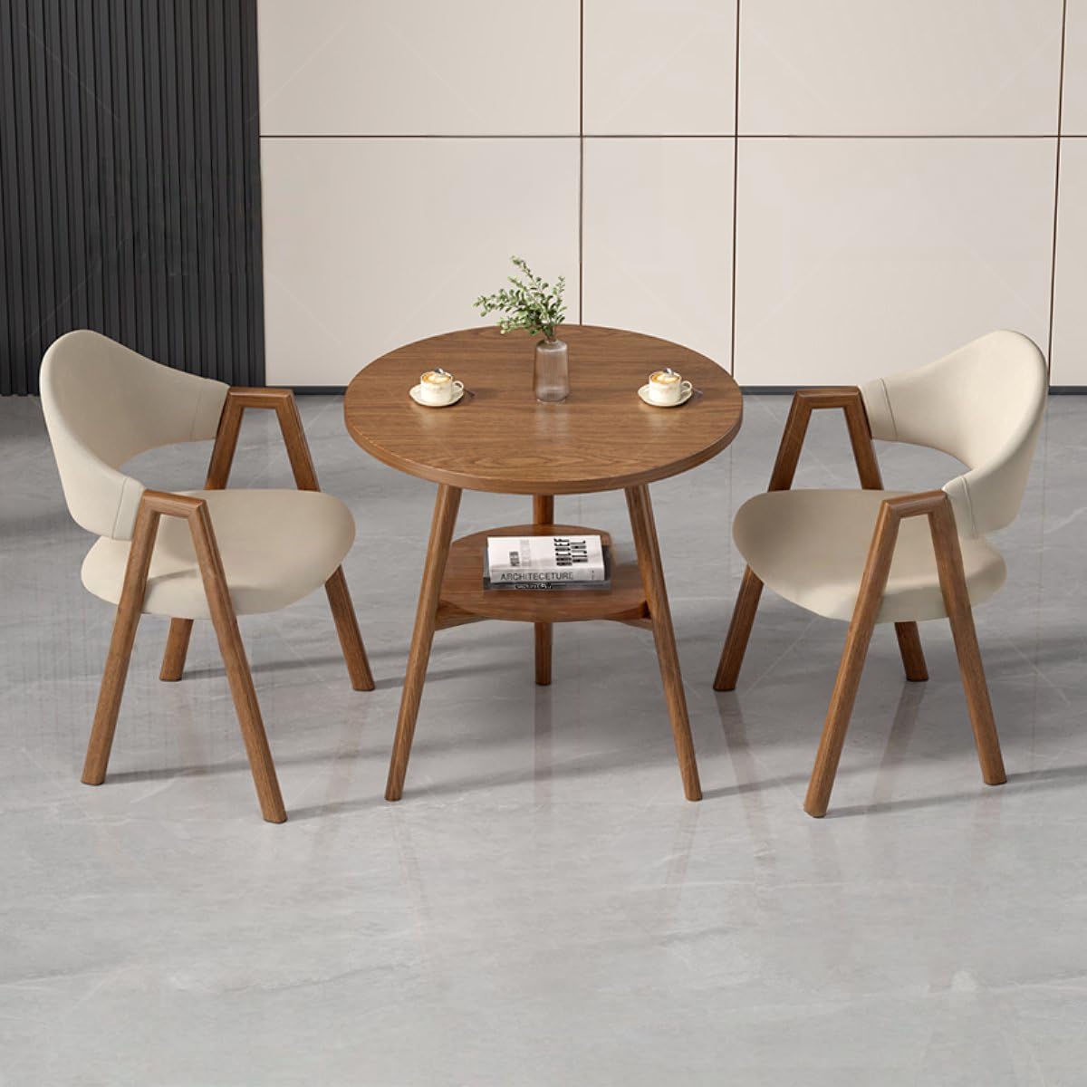 Round Reception Desk and Chair Set, Office Conference Table &amp; Chairs, Business Coffee Dining Table Set for Small Space Reception Room, Lounge, Conference Room