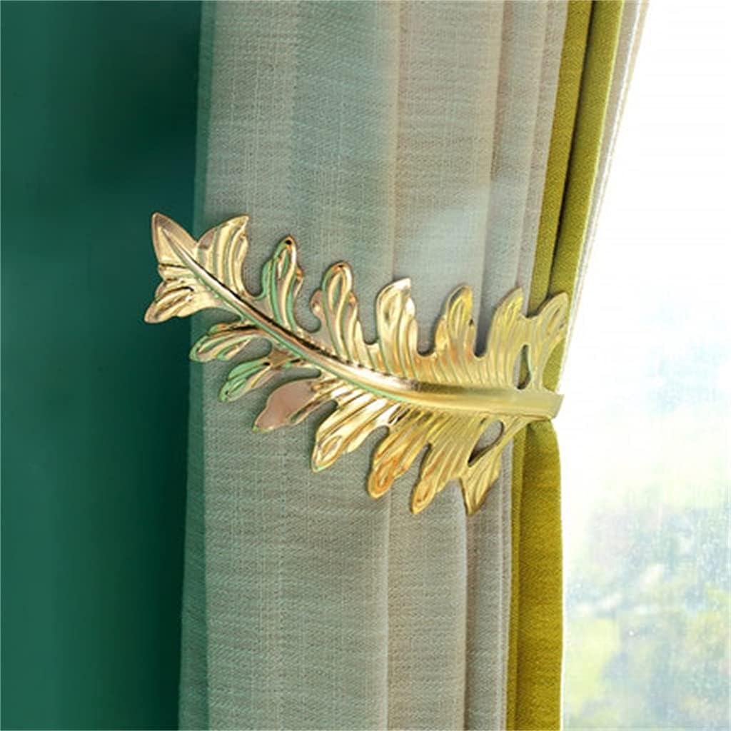 2pcs Leaf Curtain Tieback Holder Tie Backs Bedroom Living Room Decoration Accessories Holdback Metal Hook(Black)