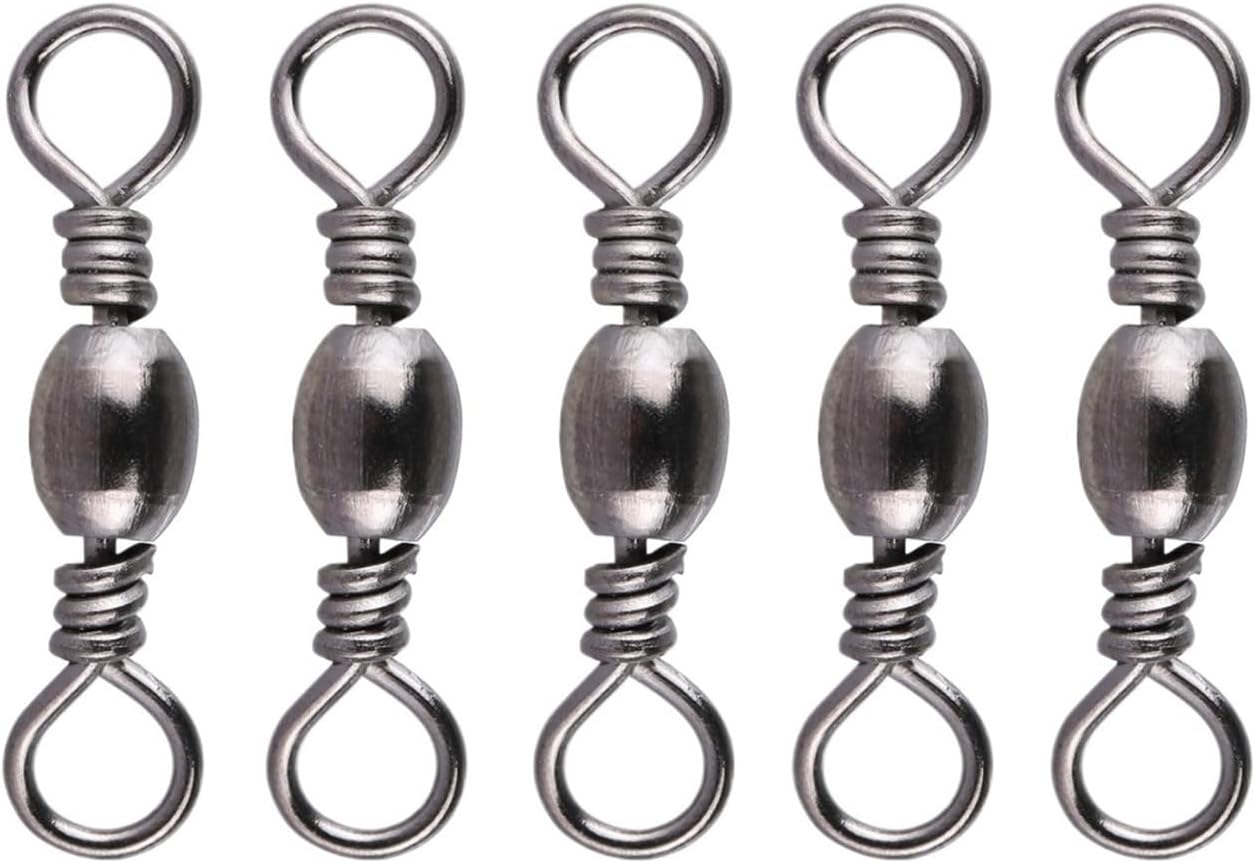 200pcs Fishing Rolling Swivel Snap Drag 16kg-46kg Stainless Steel Fishhooks Barrel Tackeles Line Connector