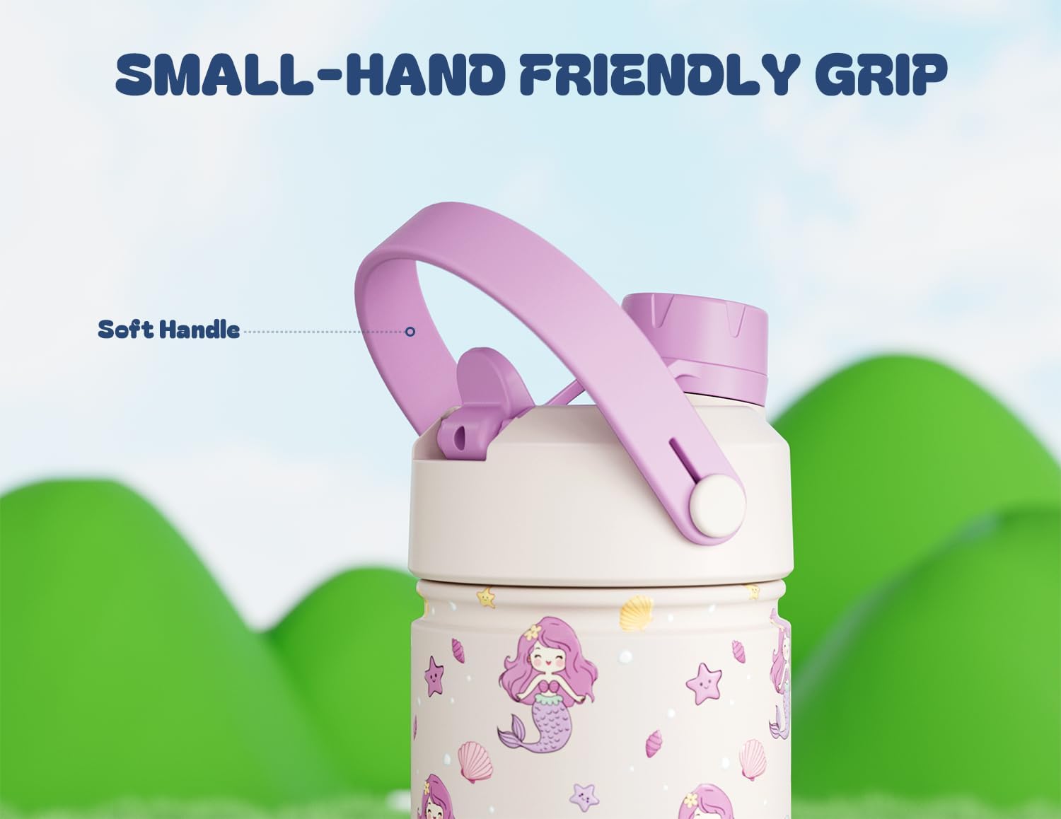 18 oz Kids Insulated Mermaid Water Bottle for School: 2-in-1 Straw Spout Lid, Leakproof, BPA-Free, Keep Cold 24H, Reusable Stainless Steel Cup, Birthday Gift for Girls Daughters (Starry Mermaid) - Image 4