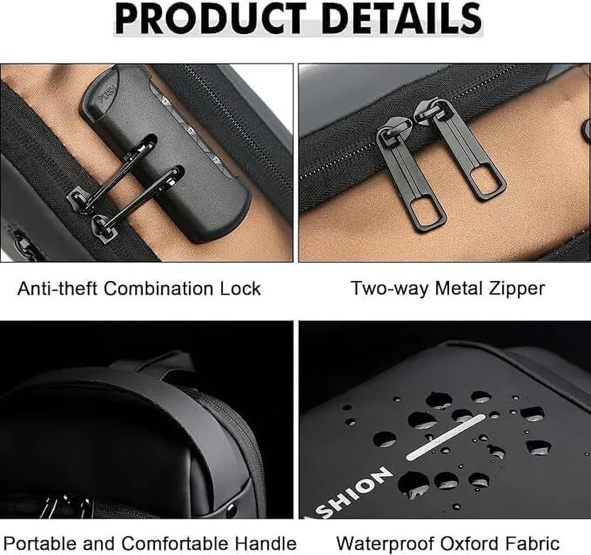 Swiftbags Multi-Compartment Anti-Theft Backpack with High Capacity & USB Charging Port 3