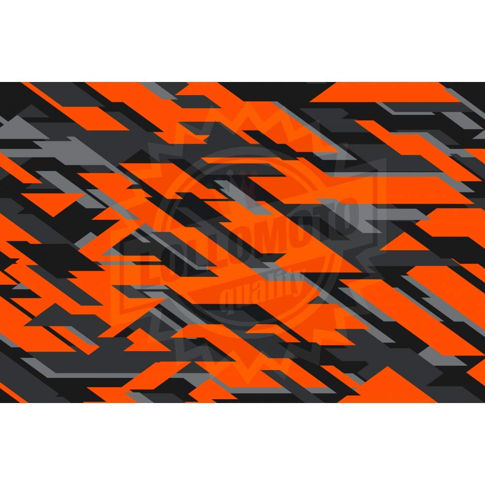 LOLLOMOTO Pellicola Car Wrapping Modern Geometric Army Camo Arancione Adesiva Rivestimento Auto (76x50cm)