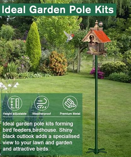 Sungaryard 90Inch Heavy Duty Bird House Pole Mount Kit with Frosted, Bird Feeder Pole Kit with 5 Prongs Base and 2 Plates, for Outdoor, Yard, Garden, Green(Birdhouse Not Include) - Thumbnail 7