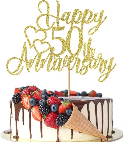 Decoración para tartas de 50 aniversario, decoración de fiesta de 50 aniversario, 50 cumpleaños, aniversario de boda, suministros de decoración de
