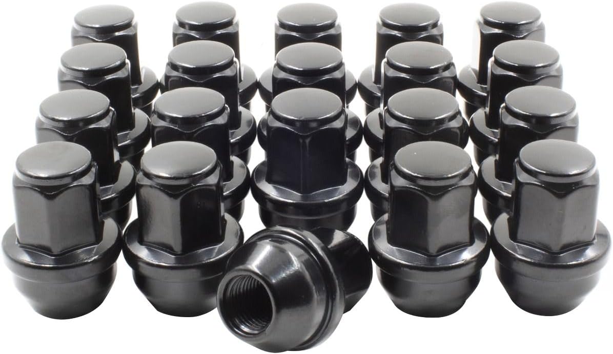 Wheel Accessories Parts 20 Pcs M14x1.5 14x1.5 Thread OEM Style Lug Nuts 1.66" Long Black Chrome 13/16" 21mm Hex Hex Fits Ford Mach E Tesla S 3 X Y ACPZ-1012-B ｜ 611-008