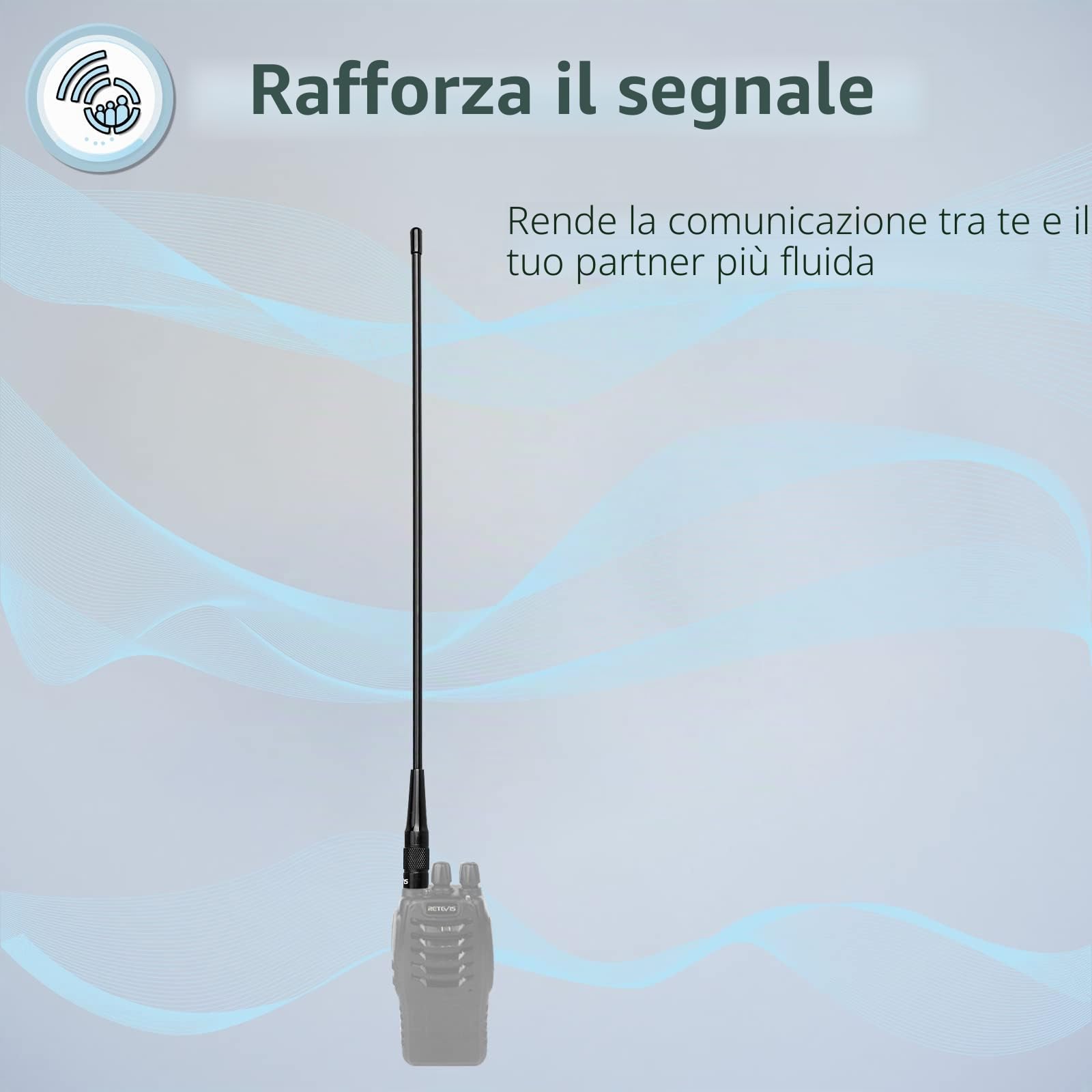 Retevis RHD771 Antenna Ricetrasmittenti Elite Frusta 38CM SMA-F Doppia Banda 144/430 MHz Compatibile con Baofeng UV-5R