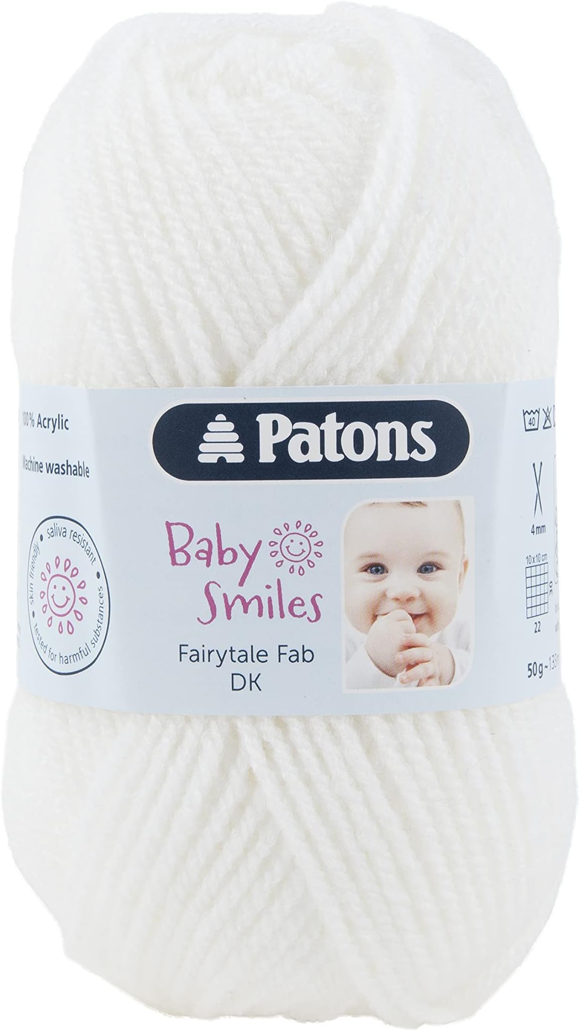 PatonsFairytale Fab DK, White (1001), 50g