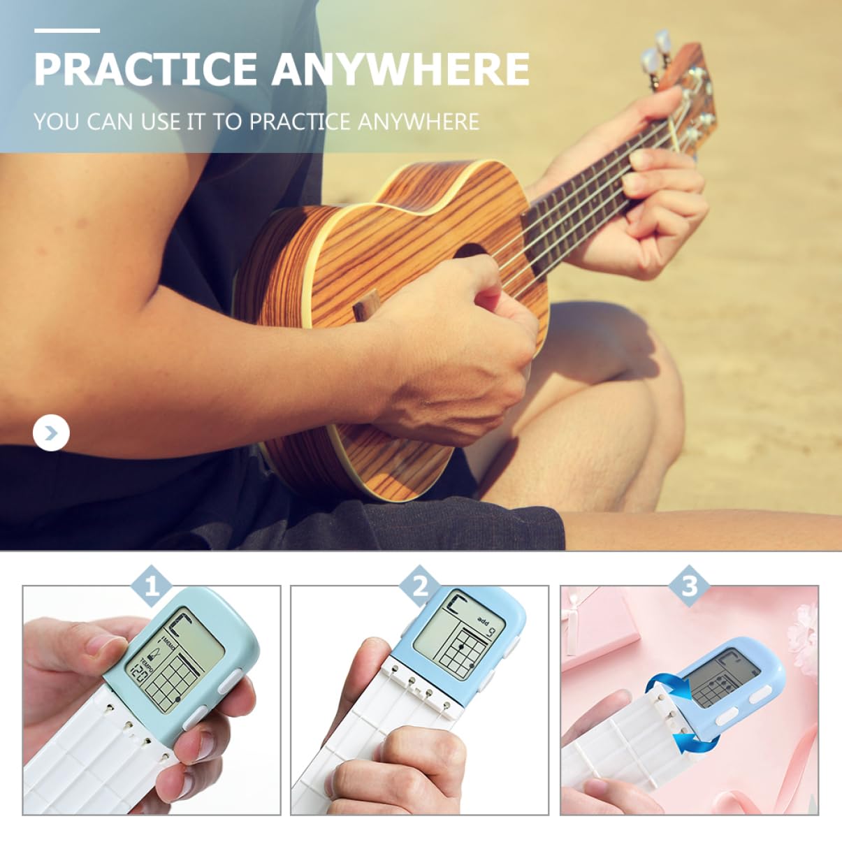TOYANDONA Strumento Portatile Per Allenamento Accordi Ukulele Pratica Facile e Veloce Con Display Elettronico Per Principianti e Musicisti Professionisti Design Compatto e Silenzioso