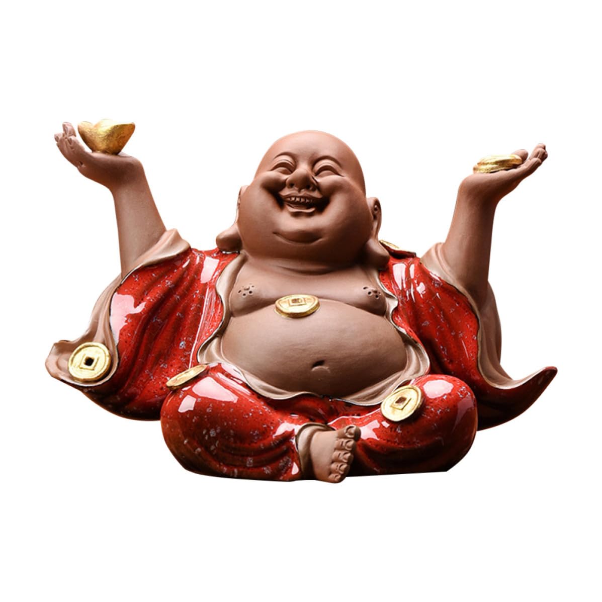 Estatua de Buda Maitreya de Cerámica Creativa para Decoración de Hogar, Adorno Resistente Fina Artesanía Adecuado para Apertura de Tienda o Nueva Casa