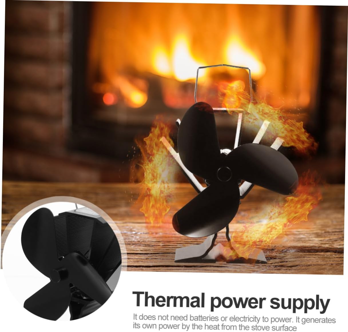 Heat Powered Stove Fan 3-blade Thermal Power Fan for Home Heating Efficiency Indoor Use