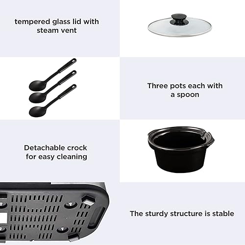 Miniatura 8 de Sunvivi Horno asador y olla de cocción lenta, asador de pavo de 24 cuartos con función única de descongelacióncalor, azul, triple olla de cocción