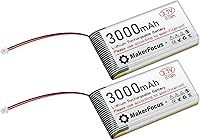 Vista 1 de MakerFocus 2 piezas 3.7V 3000mAh Batería recargable de polímero de litio 1S LiPo con placa de protección, cinta de goma aislante y conector JST 1.25