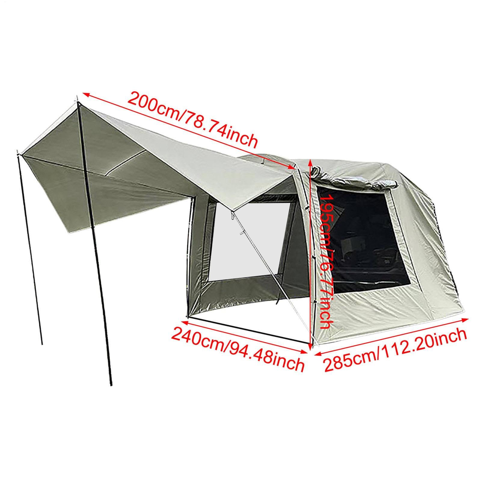SUV Tent, Camping Tailgate Attachment Shelter, Oxford and Polyester Fabric with Gauze, Foldable UV-Proof Car Extension for Road Trips, Outdoor Adventures and Tailgating, 485x240x195cm