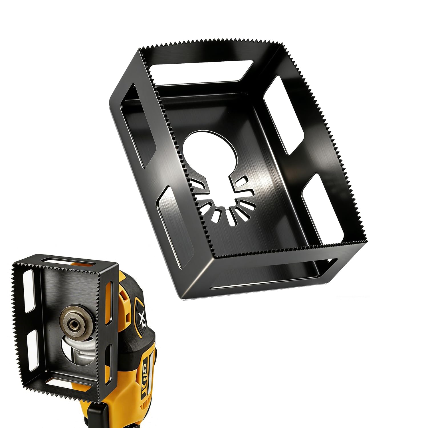 1PCS Black Square Slot Cutter for Dewalt 20V & Milwaukee M18 Oscillating Multi-Tool, Drywall Cutting Tool, Oscillating Saw Blades Drywall Saw for Outlet Box Openings