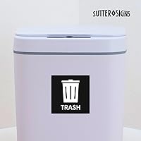 Vista 5 de 4 calcomanías de basura y reciclaje, resistentes a la intemperie, para interiores y exteriores, para basura, cuadrados de 5 pulgadas