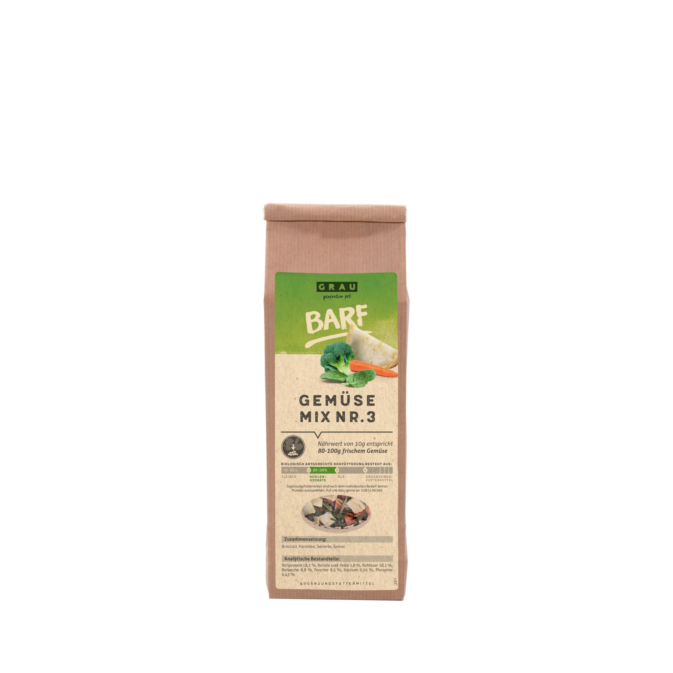 GRAU – das Original – Trockengemüsemischung zum BARFen für Hunde - Gemüsemix Mischung Nr. 3", 1er Pack (1 x 150 g), Ergänzungsfuttermittel für Hunde