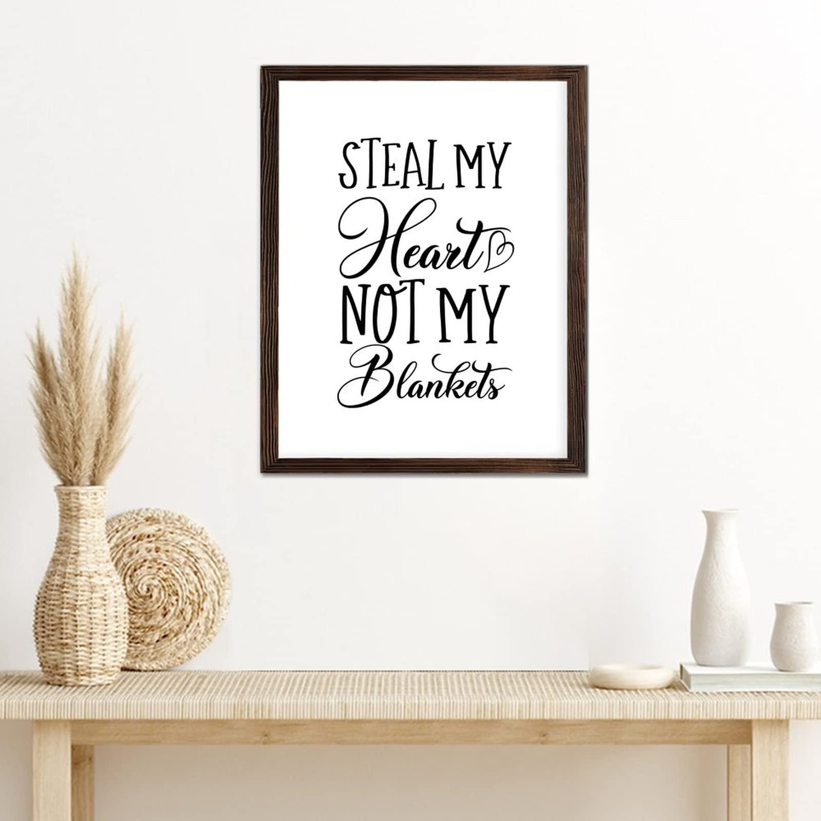 Placa de madera enmarcada con frases motivacionales, letrero de madera con texto en inglés ''Steal My Heart'', letrero de madera rústica para sala de estar, dormitorio, regalo de inauguración de la