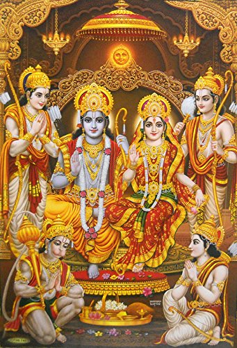 Crafts of India Ram Darbar/Hindu God Large Poster -reprint on paper (Unframed : Size 21"X31" Inches)
