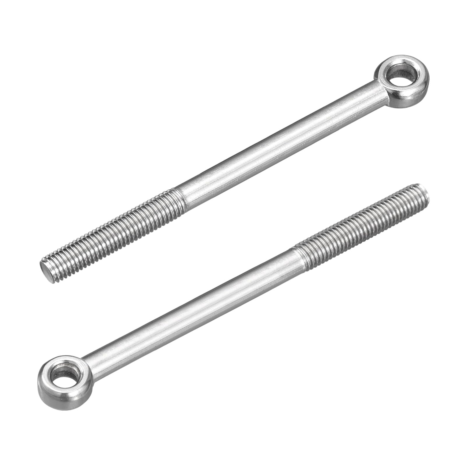 sourcing map 4Pcs M10 x 140mm Lifting Eye Bolts, 304 Stainless Steel Machinery Shoulder Swing Bolt Lifting Ring Eyebolt for Pipeline Gate Valves, Building Steel Pipe Fasteners, Silver