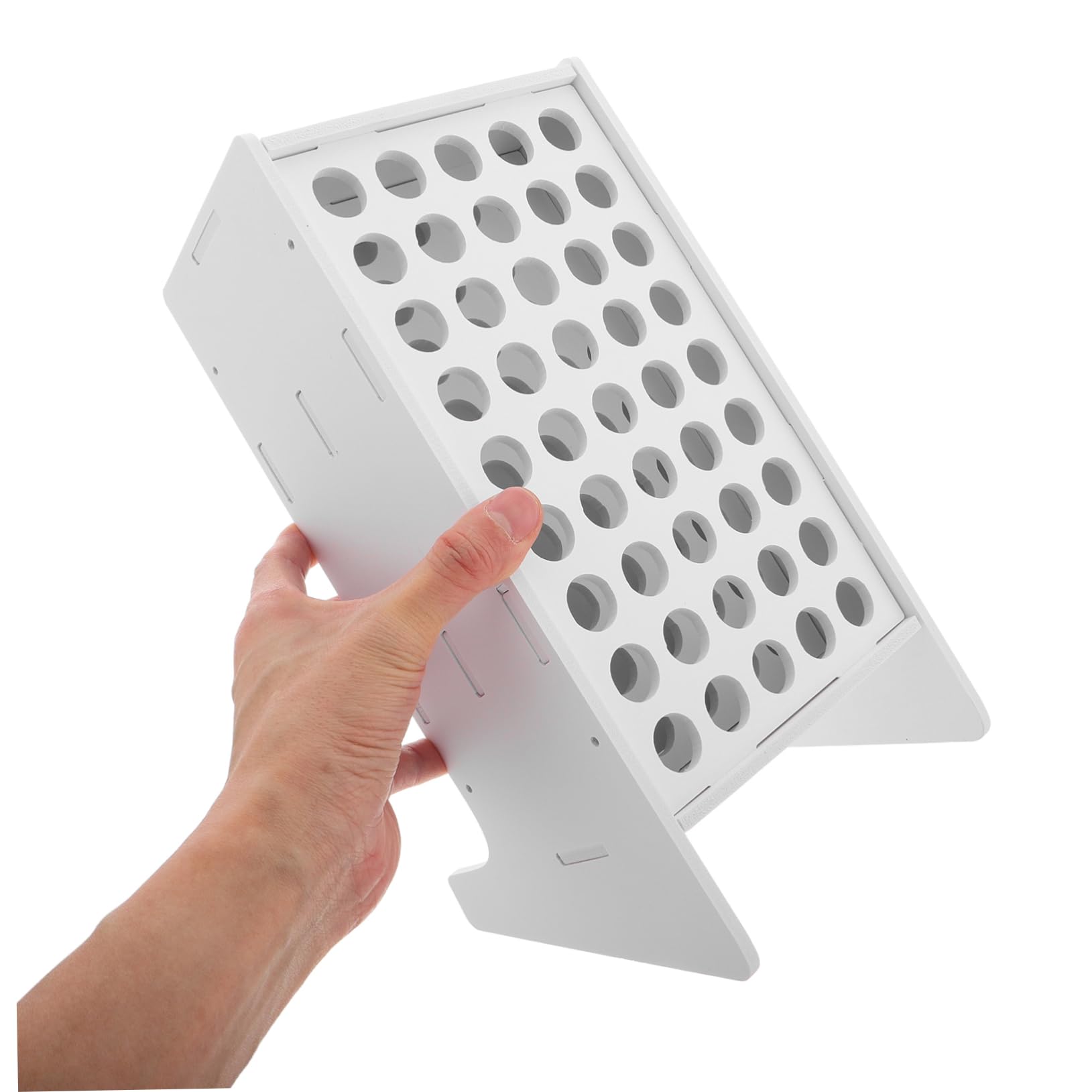 Portapenne in Plastica Bianco 45 Fori, Supporto Inclinato