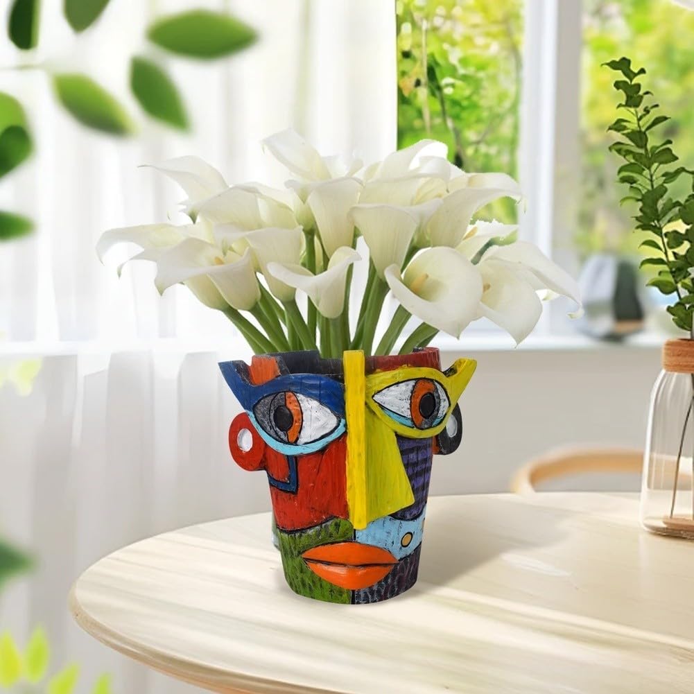 Statua astratta da giardino in resina retrò, decorazione per patio, prato, vaso da fiori (B)