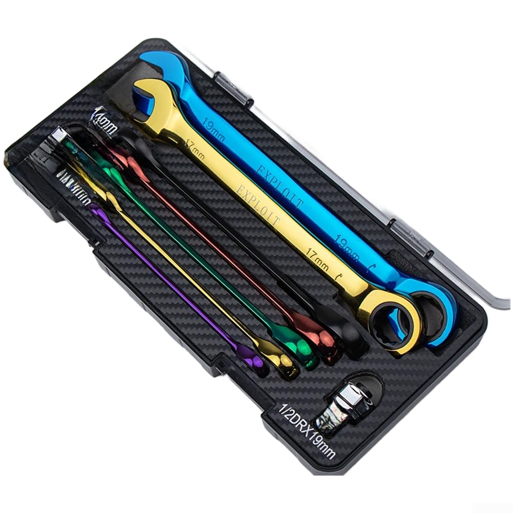 Set di chiavi a cricchetto a 72 denti in acciaio al cromo vanadio, design a doppia testa con manici colorati per una riparazione automatica efficiente (B)