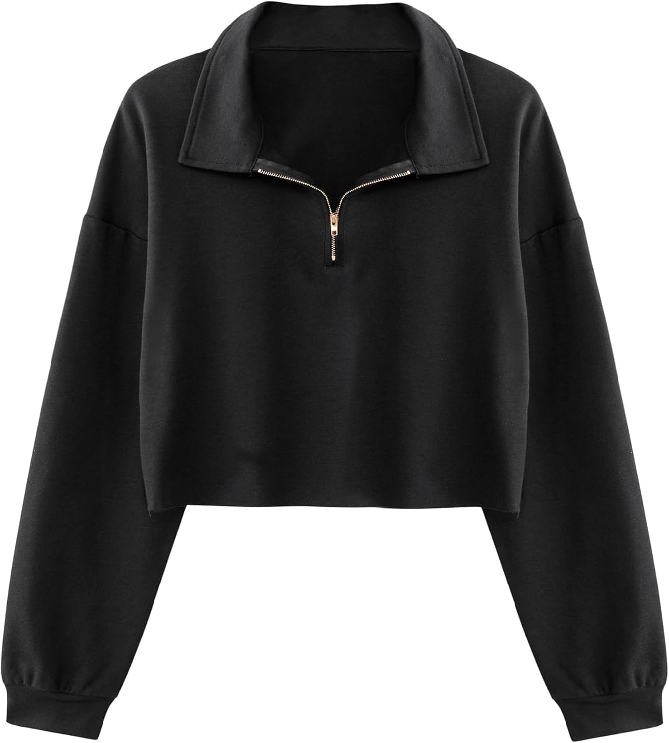 Remidoo Women’s Half Zip Sweatshirt Collar Neck Cropped Sweatshirts Long Sleeve Pullover Top