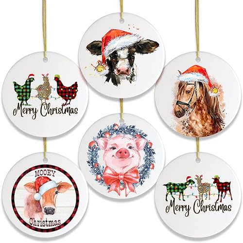 Miniatura 1 de Adornos de Navidad con temática de animales de granja (paquete de adornos de Navidad de animales de granja)
